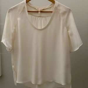 Rebecca Taylor Cream Silky Short Sleeve Blouse Size 4